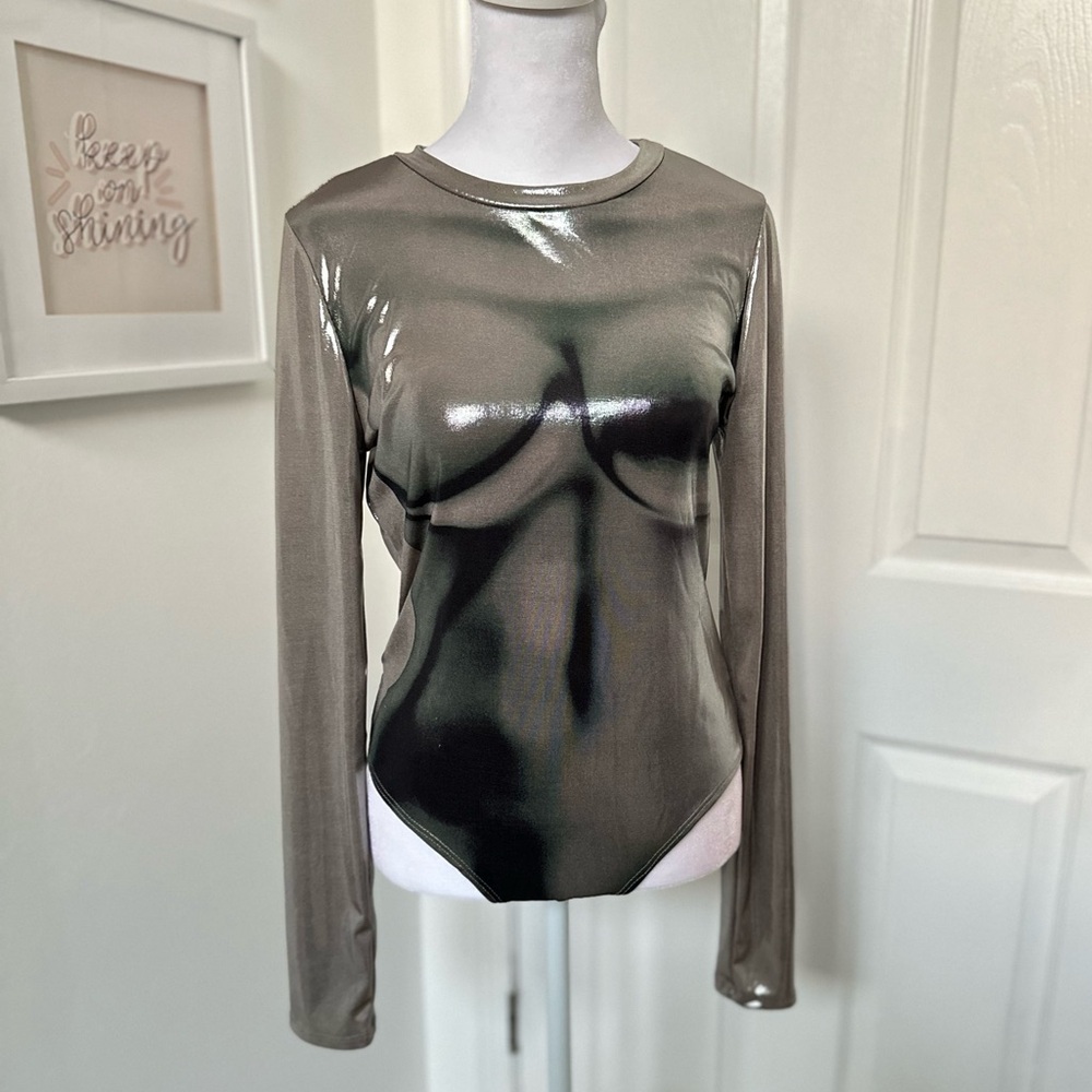Body Heat Print Bodysuit in Metalic sz L